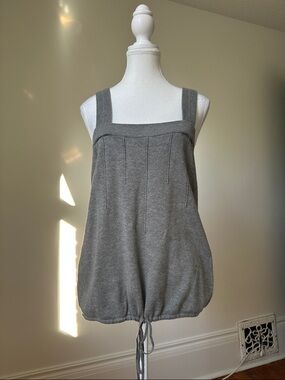 JACOB Grey Y2K Preppy Goth 100% Cotton Square Neck Tie Hem Tank Top Size Medium